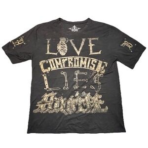 Black Label Warriors Graphic T Shirt 4XL MMA Biker Skull Love Lies Honor Tee